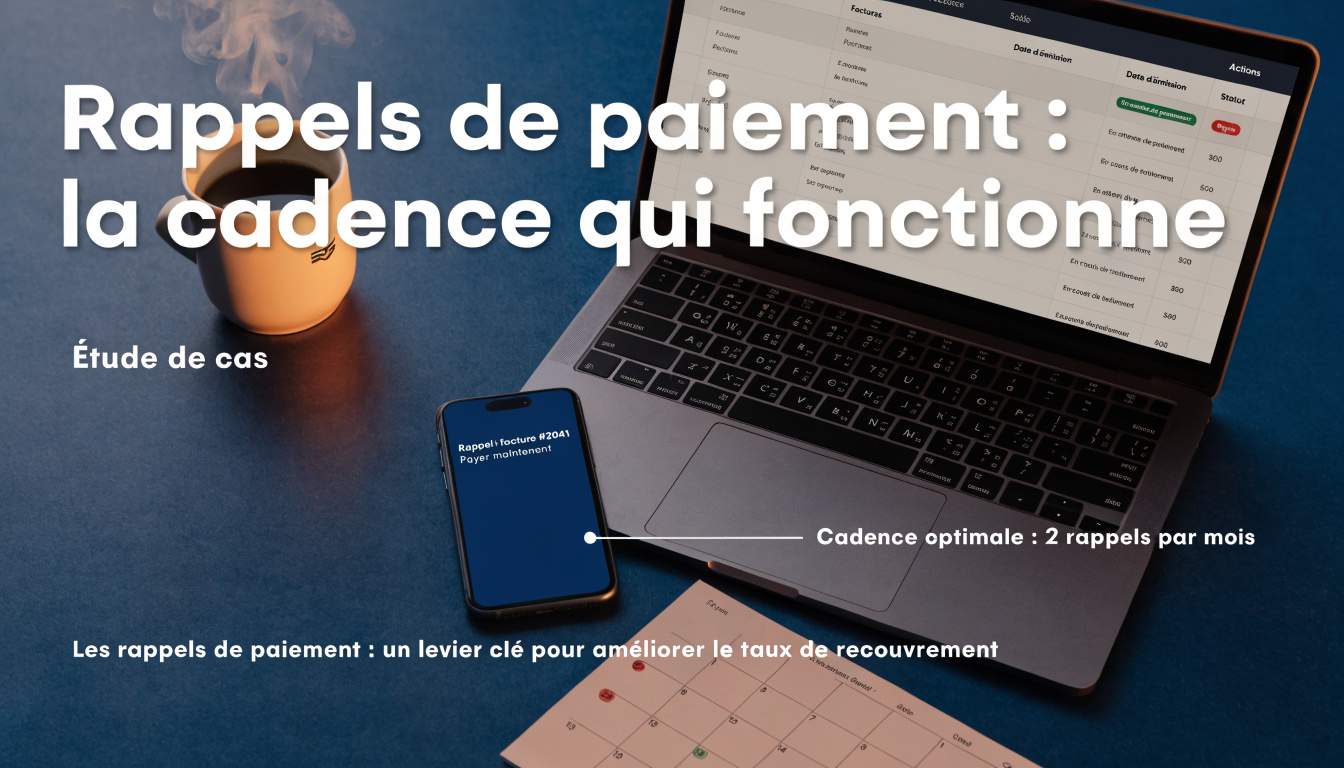 Rappels de paiement : image reproduisant un environment sain, sur un bureau de travaille avec un café, un laptop et un cellulaire